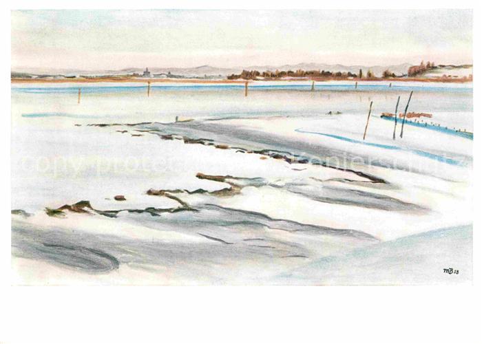 Kuenstlerkarte Max Boller Winter am Untersee