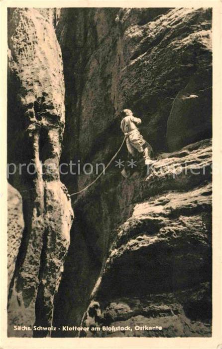Klettern Bergsteigen Kletterer Blossstock Ostkante Sächsisch