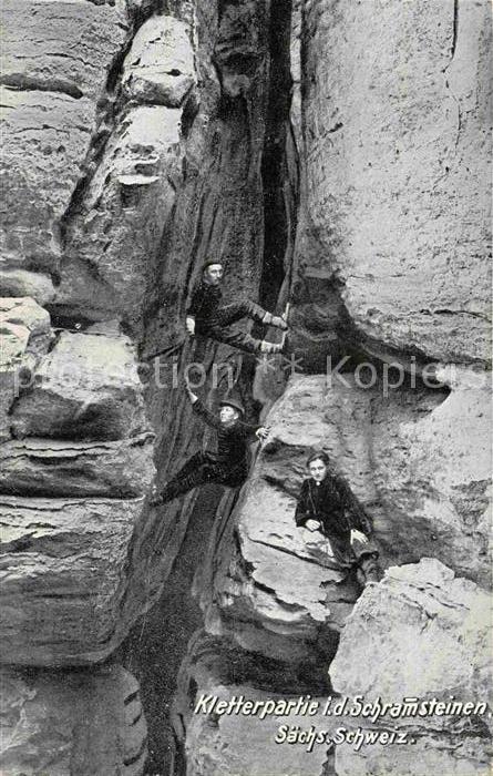 Klettern Bergsteigen Kletterpartie Schrammsteine Sächsische