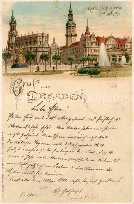 Verlag Hagelberg W. Nr. 36904 Dresden Katholische Hofkirche Sch