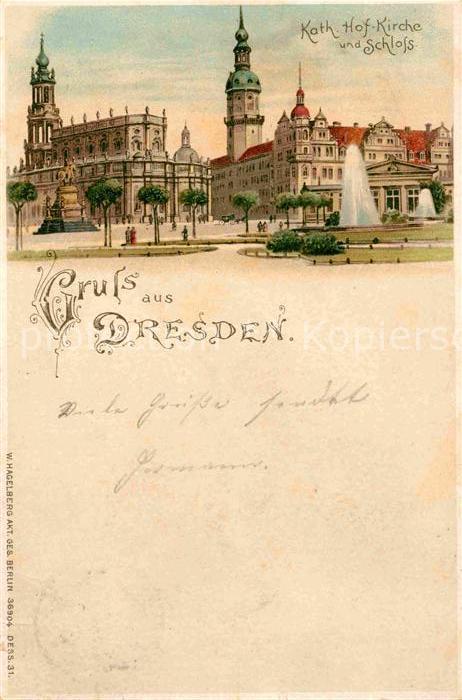 Verlag Hagelberg W. Nr. 36904 Dresden Katholische Hofkirche Sch