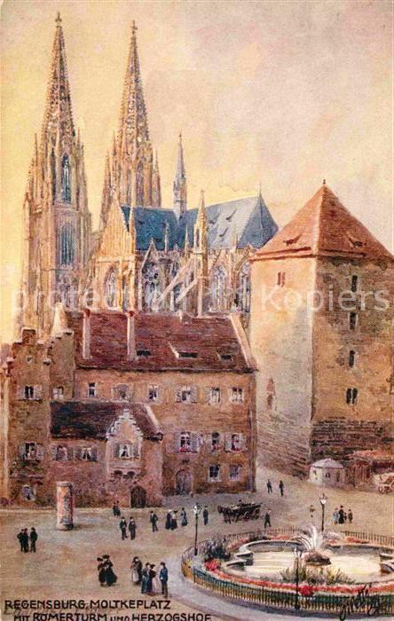 Verlag Tucks Oilette Nr. 711 Regensburg Moltkeplatz Römerturm He