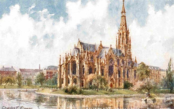 Verlag Tucks Oilette Nr. 653 B Stuttgart Johanniskirche Charles
