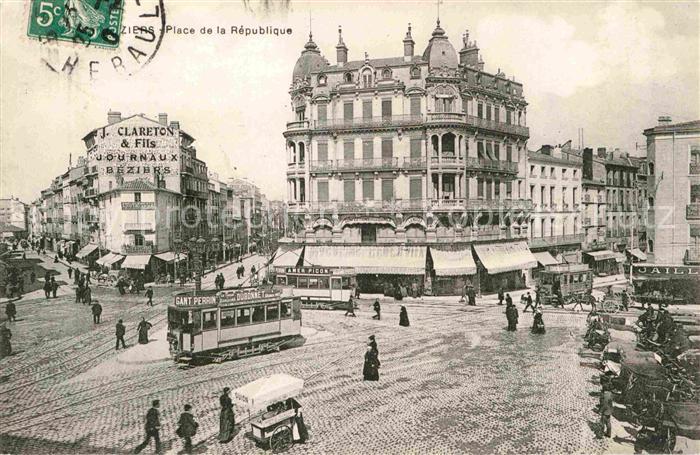 Strassenbahn Beziers Place de la Republique
