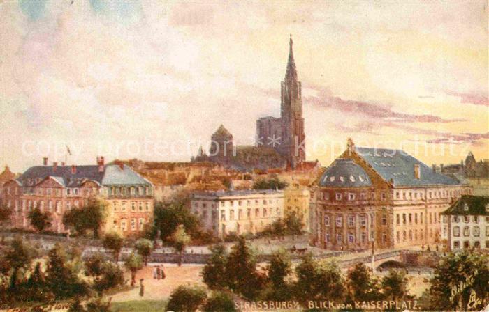 Verlag Tucks Oilette Nr. 676 Strassburg Blick vom Kaiserplatz