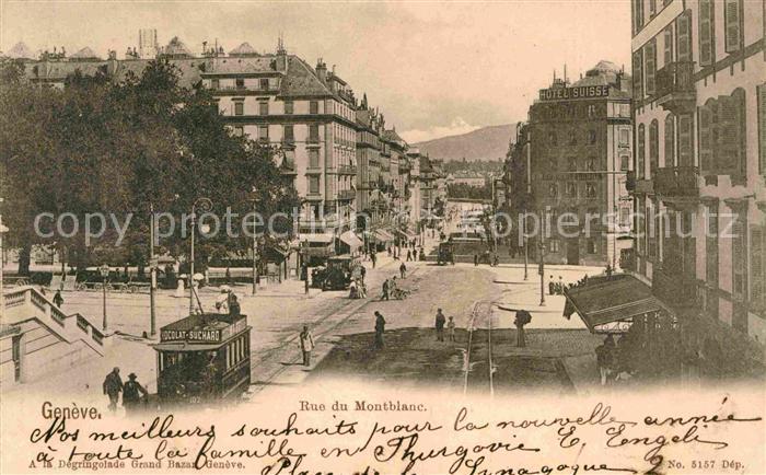 Strassenbahn Geneve Rue du Montblanc Hotel Suisse