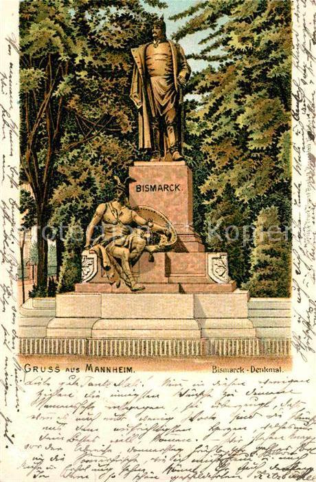 Bismarck Denkmal Mannheim Litho