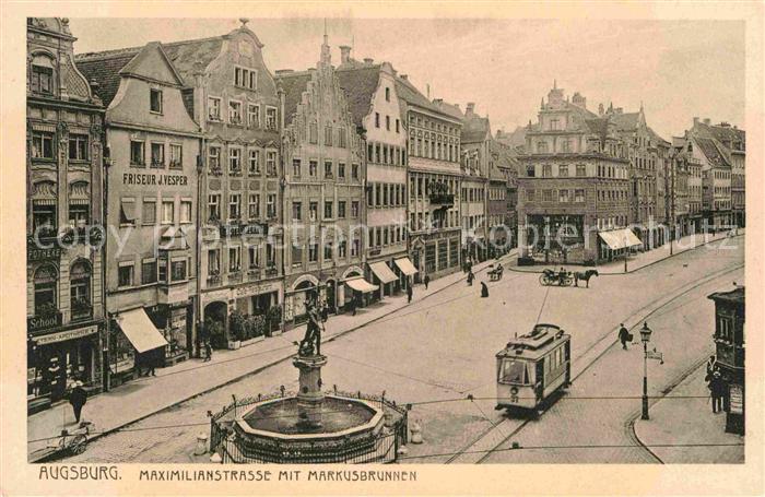 Strassenbahn Augsburg Maximilianstrasse Markusbrunne