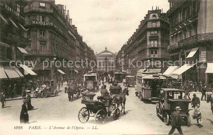 Paris Avenue de l'Opera Pferdekutsche Autos V