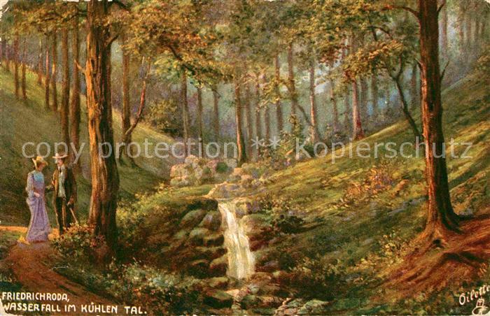 Verlag Tucks Oilette Nr. 649 B Friedrichroda Wasserfall im Kuehlen Tal