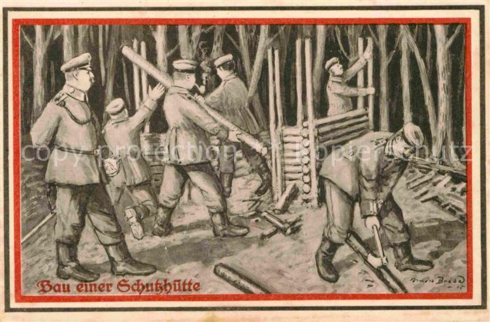 Militaria Soldatenleben Bau Schutzhütte