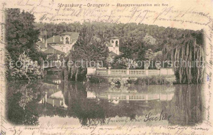 Strasbourg Alsace Orangerie Hauptrestauration mit See