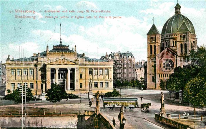 Strasbourg Alsace Palais de Justice Eglise St. Pierre le Jeune Pferdewagen