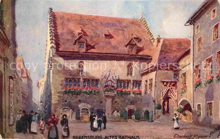 Verlag Tucks Oilette Nr. 711 Regensburg Altes Rathaus Charles E. Flower
