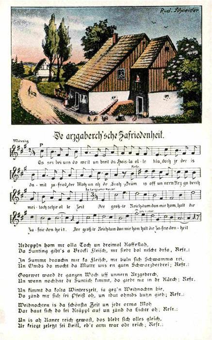 Liederkarte Da arzgaberch'sche Zafriedenheit Kuenstlerkarte Rud. Schneider