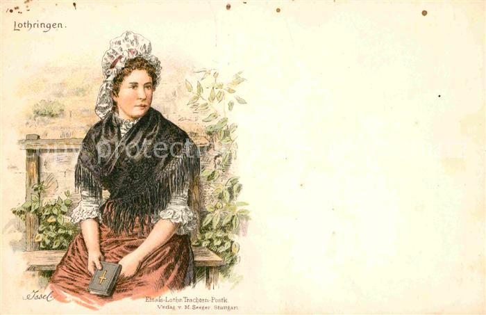 Trachten Frankreich Lothringen Litho