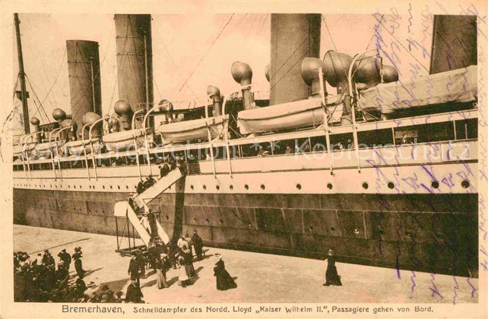 Dampfer Oceanliner Kaiser Wilhelm II. Bremerhaven Passagie