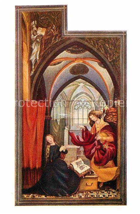 Kuenstlerkarte Mathias Grunewald L'Annonciation Retabl