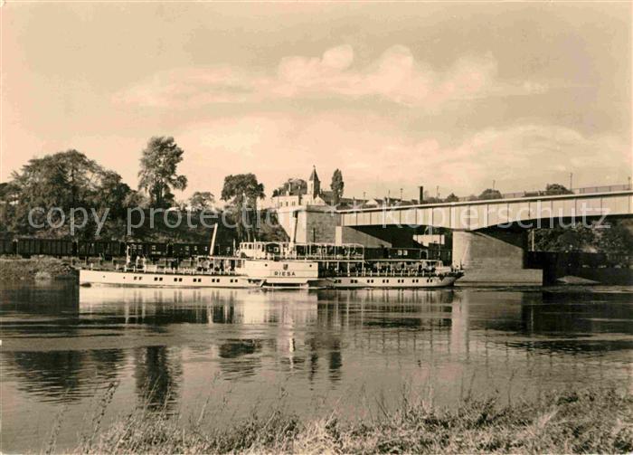 Dampfer Seitenrad Riesa Neue Elbbrücke