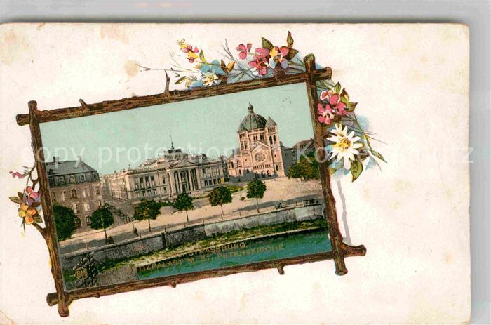 Strassburg Elsass Justizpalast St. Peterskirche Litho