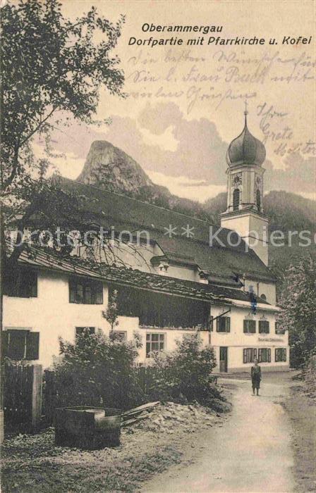 OBERAMMERGAU Bayern Dorfpartie Pfarrkirche Kofel