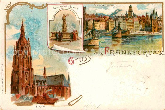 Frankfurt Main Dom Gerechtigkeitsbrunnen Eiserne Steg