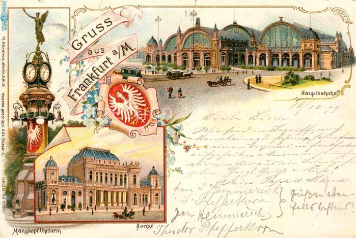 Frankfurt Main Manskopf Uhrturm B?rse Hauptbahnhof