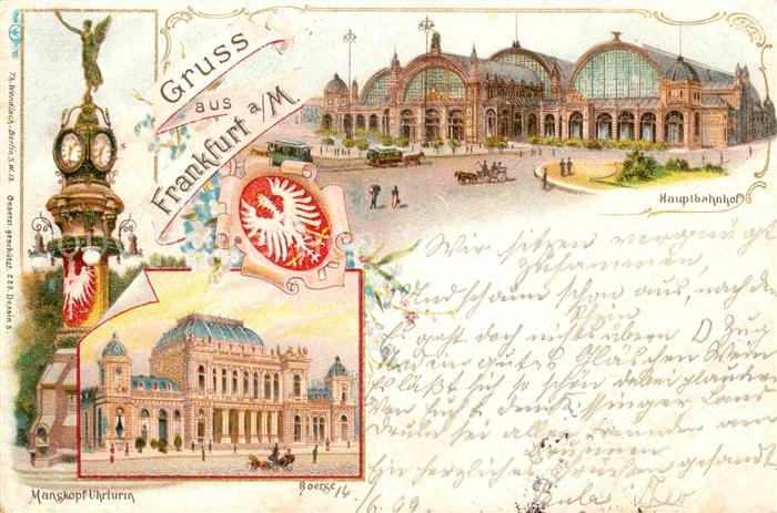 Frankfurt Main Hauptbahnhof Manskopf Uhrturm Boerse