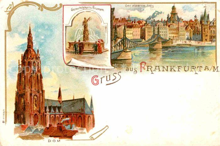 Frankfurt Main Eiserne Steg Gerechtigkeitsbrunnen Dom