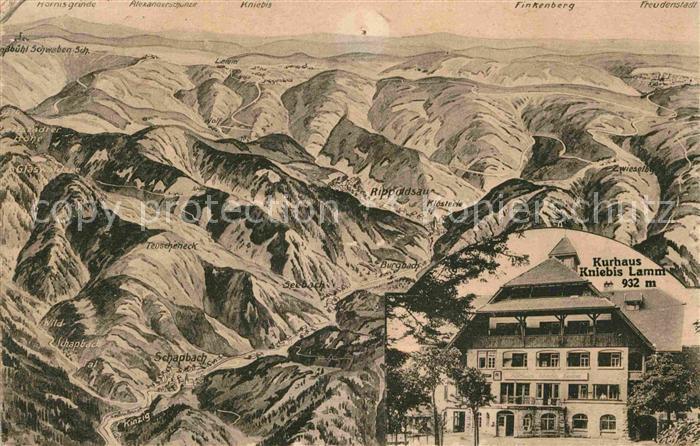 Kniebis Freudenstadt Kurhaus Lamm Hornisgrinde Finkenberg Panoramakarte