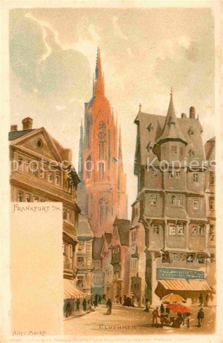 Frankfurt Main Alter Markt Dom Kuenstlerkarte K. Luthmer