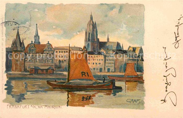 Frankfurt Main Mainquai Kuenstlerkarte Graf