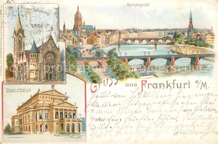 Frankfurt Main Mainansicht Opernhaus Peterskirche