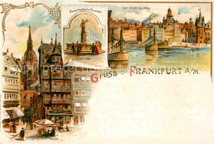 Frankfurt Main Gerechtigkeitsbrunnen Eiserner Steg Markt