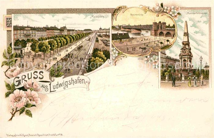 Ludwigshafen Rhein Rheinbruecke Marktplatz Monumentalbrunnen