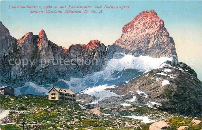 Lamsenjochhuette Lamsenspitze und Hochnisslgrat