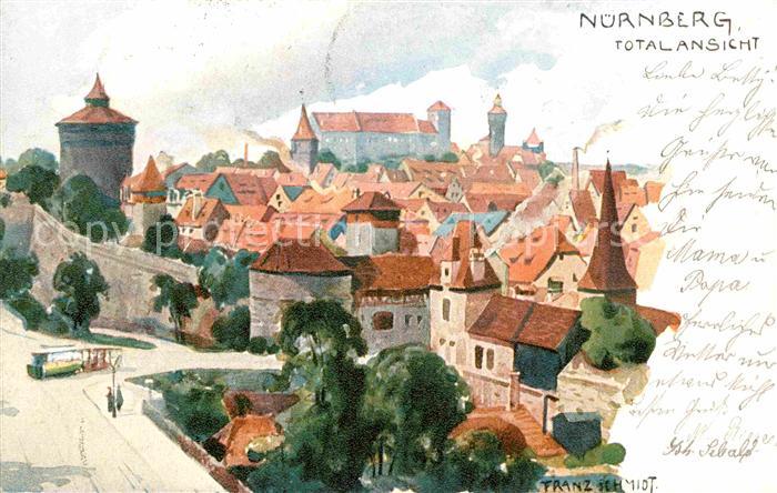 NueRNBERG  CITY Stadtmauer Burg Kuenstlerkarte Franz Schmidt