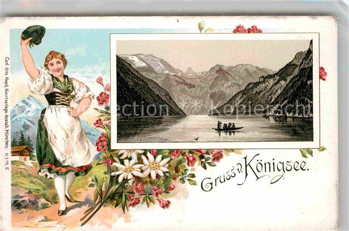 Koenigsee Berchtesgaden Alpen Boot Frau Dirndl