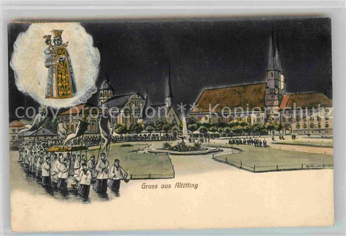 Altoetting Gnadenbild Prozession Kapellplatz Nachtaufnahme