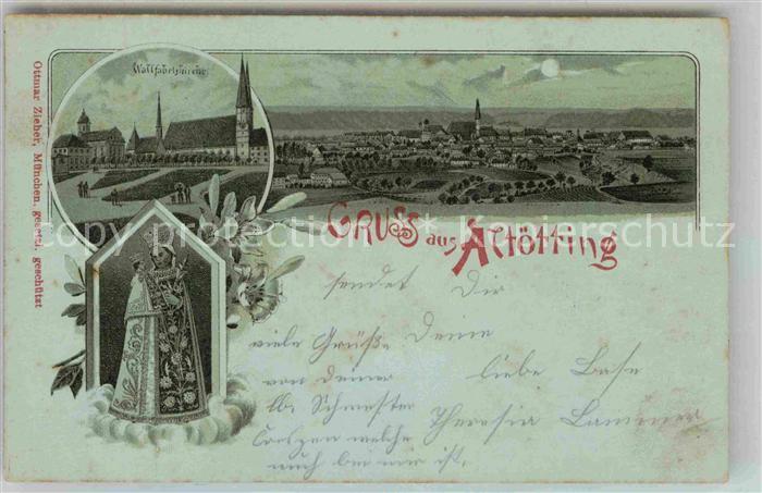 Altoetting Wallfahrtskirche Gnadenmutter Panorama Mondschein