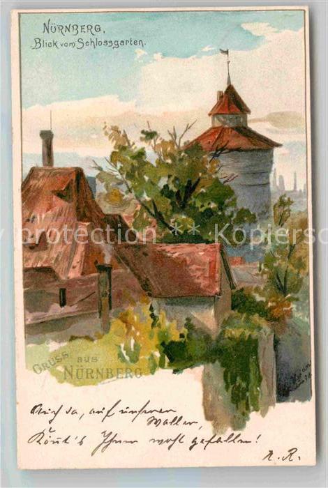 NueRNBERG CITY Burg Blick vom Schlossgarten Kuenstlerkarte