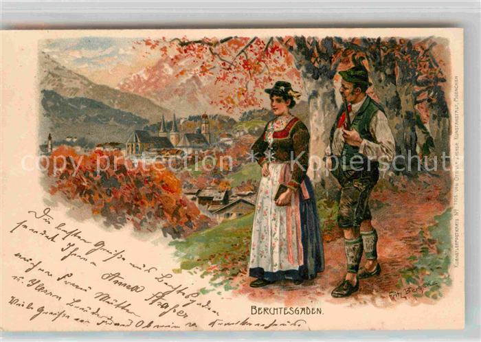 BERCHTESGADEN Bayern Trachten Kuenstlerkarte