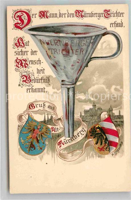 NueRNBERG  CITY Nuernberger Trichter Wappen Kuenstlerkarte Drescher