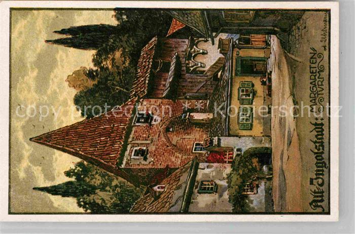 Alt Ingolstadt Donau Margaretenturm Kuenstlerkarte Uhlmann