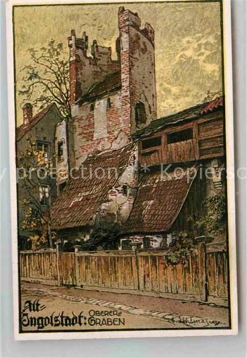 Alt Ingolstadt Donau Oberer Graben Kuenstlerkarte Uhlmann