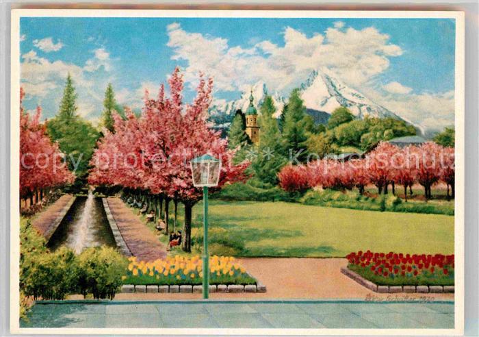 BERCHTESGADEN Bayern Watzmann Kuenstlerkarte Viktor Schaefer oelgemaelde