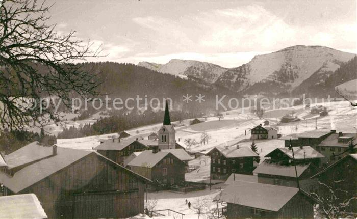 Steibis Oberstaufen Bayern Ortsansicht mit Kirche Winterpanorama Allgaeuer Alpen