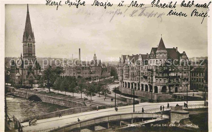 Pforzheim Partie an der Auerbruecke Kirche