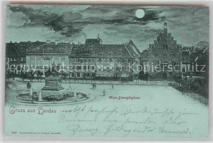 Landau Pfalz Max Josephplatz Denkmal Reiterstandbild im Mondschein