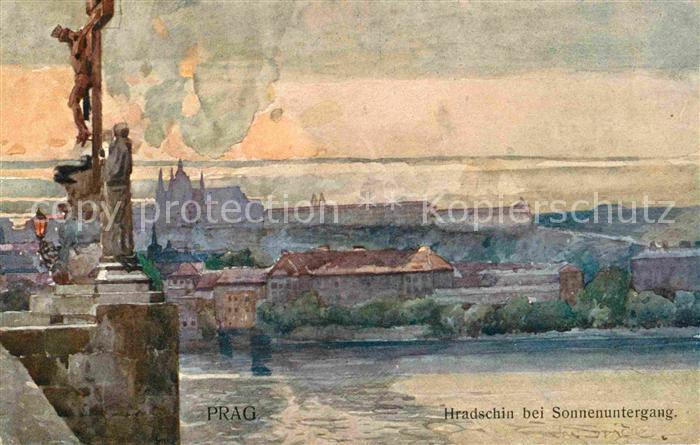 Prag Prahy Prague Hradschin bei Sonnenuntergang